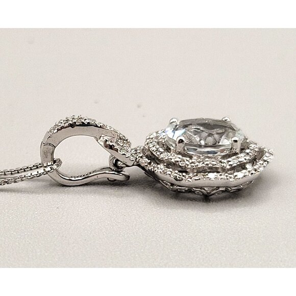 White Topaz Sterling Silver 925 Detachable Pendant Raised Layered 3D Blingy - Picture 5 of 11